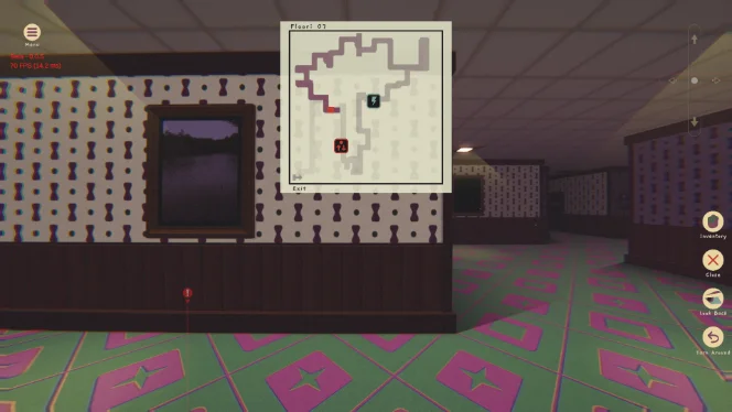 The hand-drawn floor map open over a corridor, showing the explored passages of Floor 07 and a marked exit.